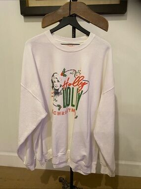 White Crewneck Holiday Graphic Sweatshirt - 'Holly Jolly'
